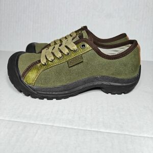 KEEN Women's Portola Olive Black Leather Hiking Outdoor Lace Up Shoes Size 5